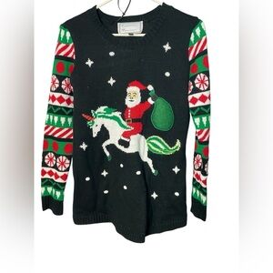Festive Santa Unicorn Sweater